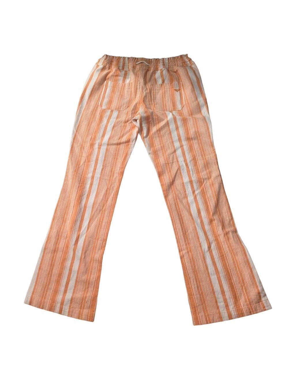 Roxy Orange And White Striped Linen Blend Pants Size XL - Picture 2 of 8
